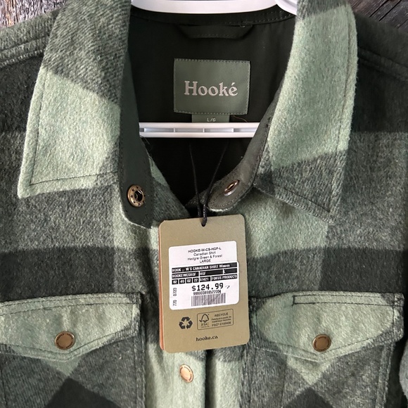 New w/Tags Women's Hooke Green Plaid Flannel Shacket - Picture 3 of 3